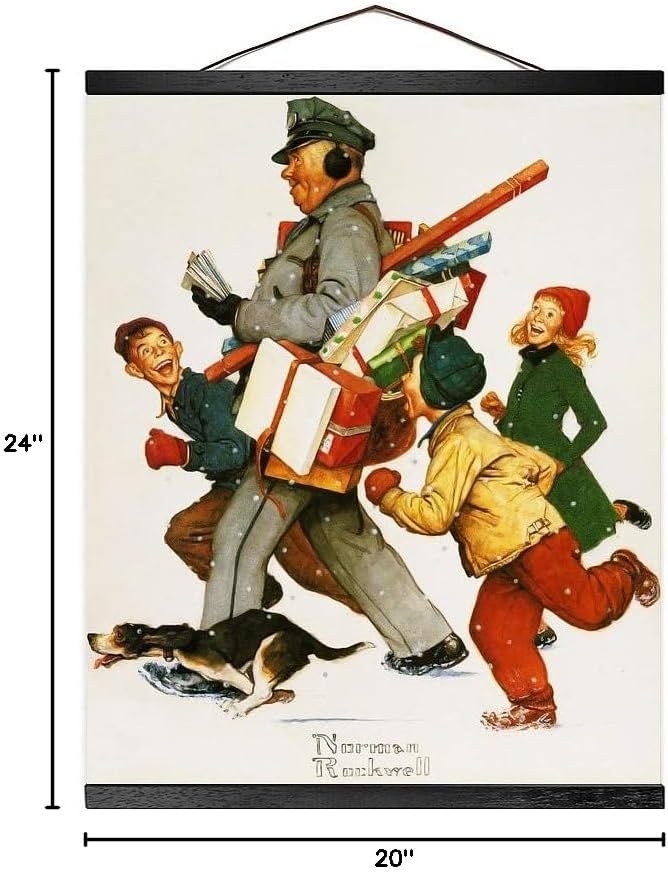 Jolly Postman Hanging Poster Canvas Print Ready to Hang, Wall Decor, 20"x24"