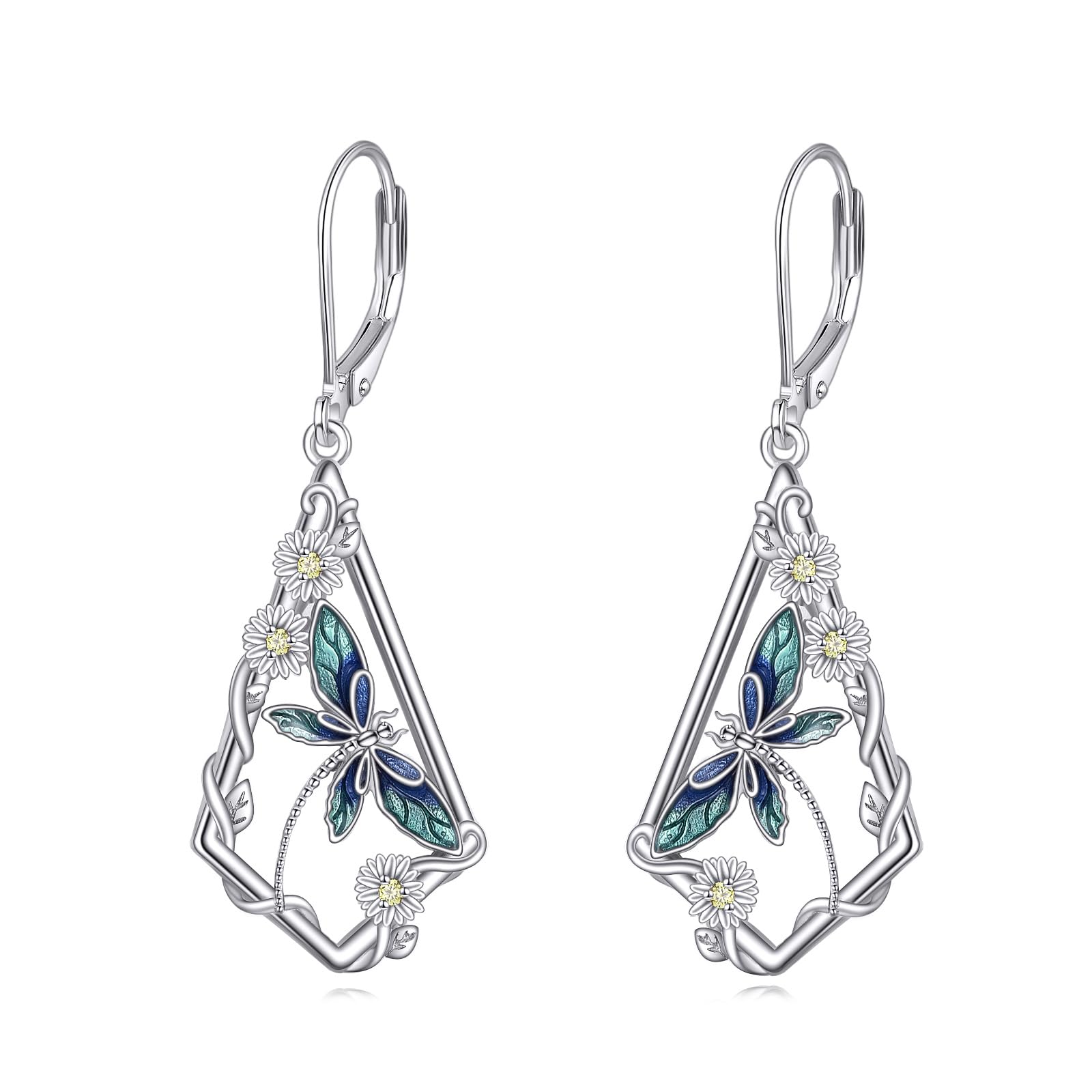 YAFEINI Pendientes con abeja, mariposa, colibrí, libélula, plata de ley 925, regalo para mujeres, adolescentes, niñas, novias, madres, Plata de ley