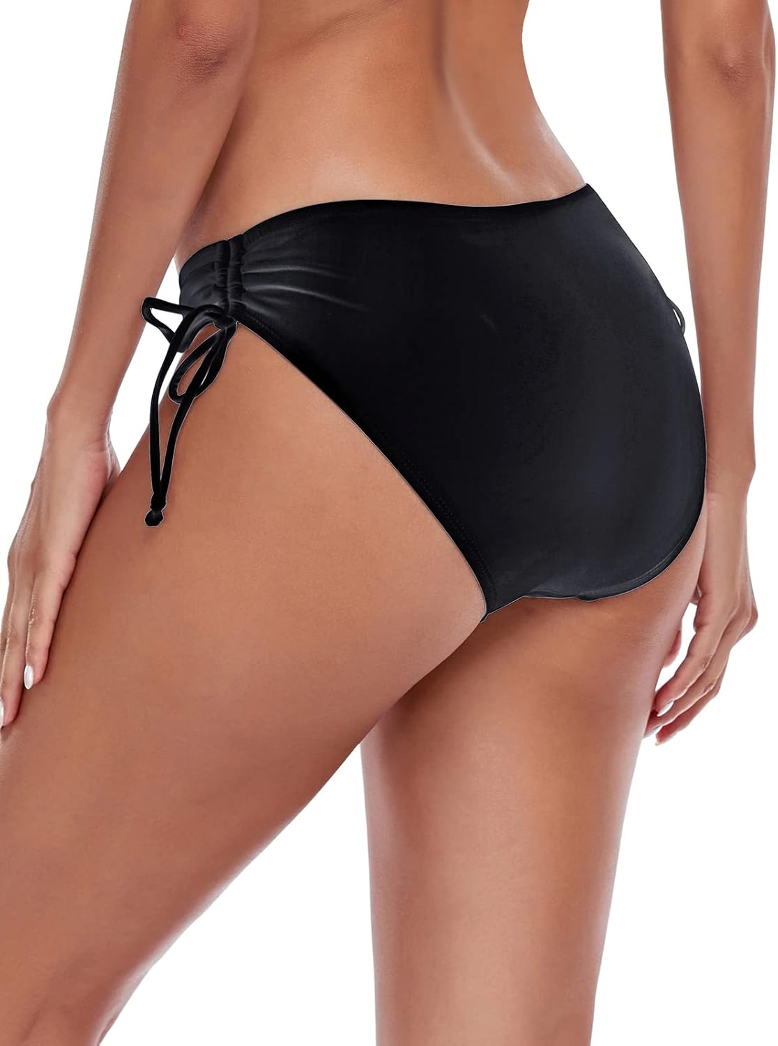 Colloyes Women's Drawstring Bikini Bottoms Full Coverage Low Waisted Swim Bottom - Image 2