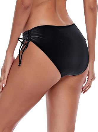 Colloyes Women's Drawstring Bikini Bottoms Full Coverage Low Waisted Swim Bottom