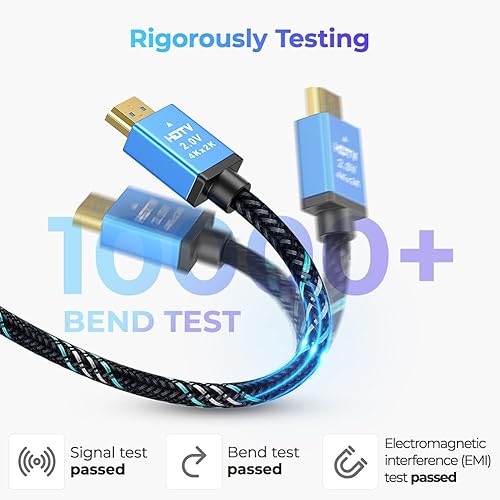 Miniatura 5 de ELECTCOM PRO Cable HDMI de alta velocidad 4K, carcasa de aluminio, nailon trenzado y conectores dorados, cable 4K 60Hz UHD HDR HDMI 2.0, compatible