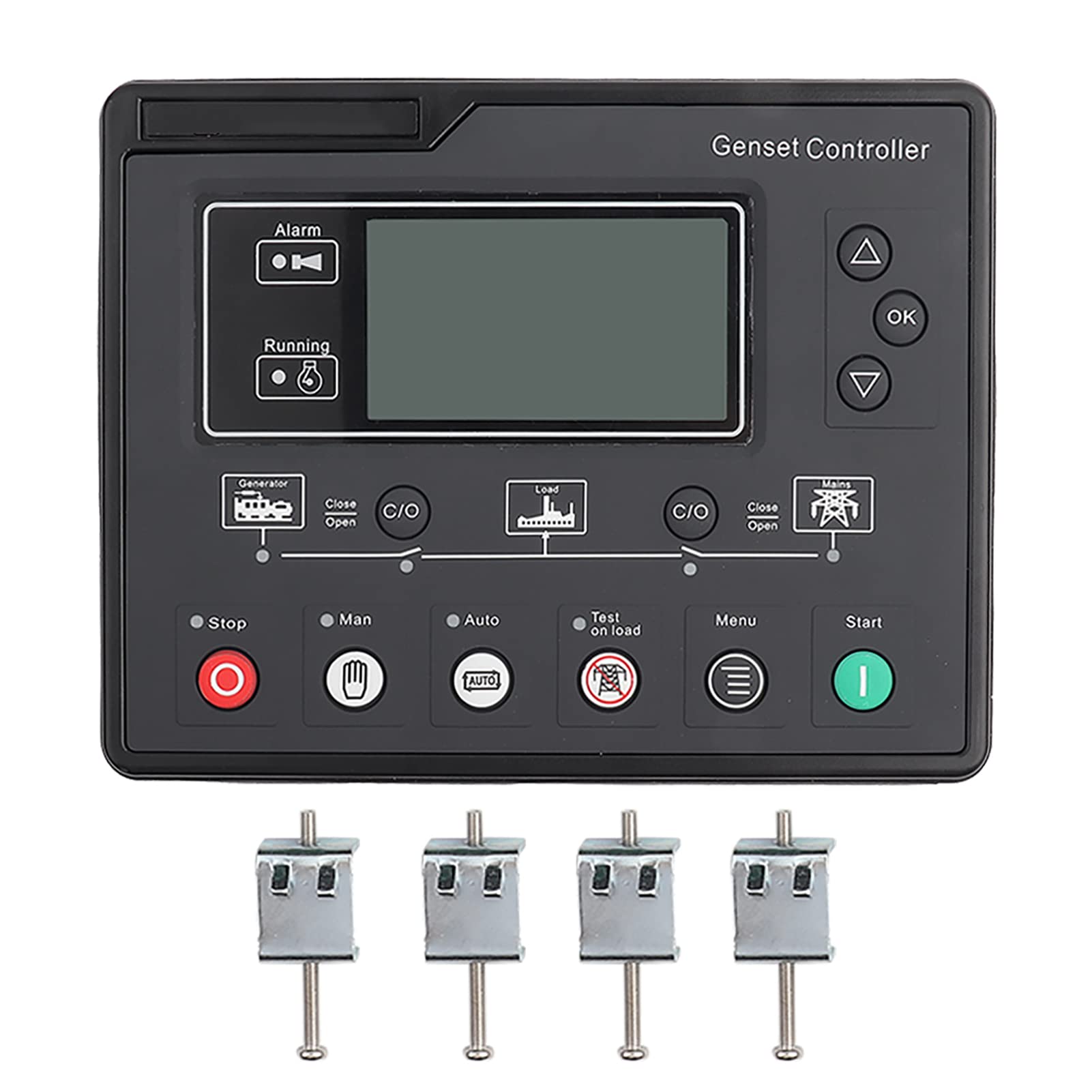 Fafeicy Controlador de Grupo Electrógeno HQM6120U Detección de Protección de Parada de Arranque Automático 0.5V-70V con Pantalla LCD para Sistemas Trifásicos de 4 Cables