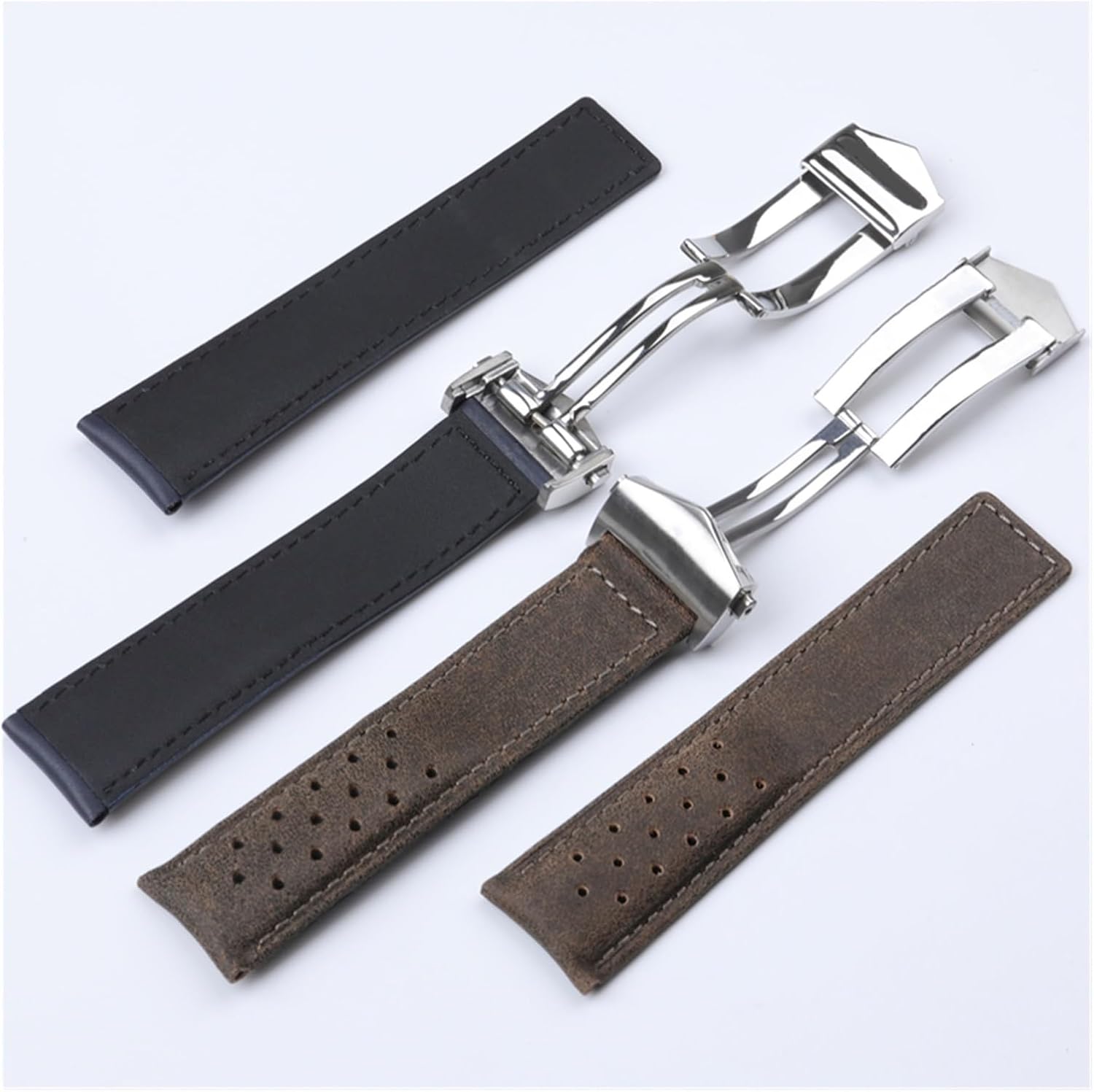 SDFFGHJ 22mm Watch Accessories Compatible with HEUER Strap Monaco Carrera Wrist Band Frosted Calfskin Quality Leather Watchband Bracelet