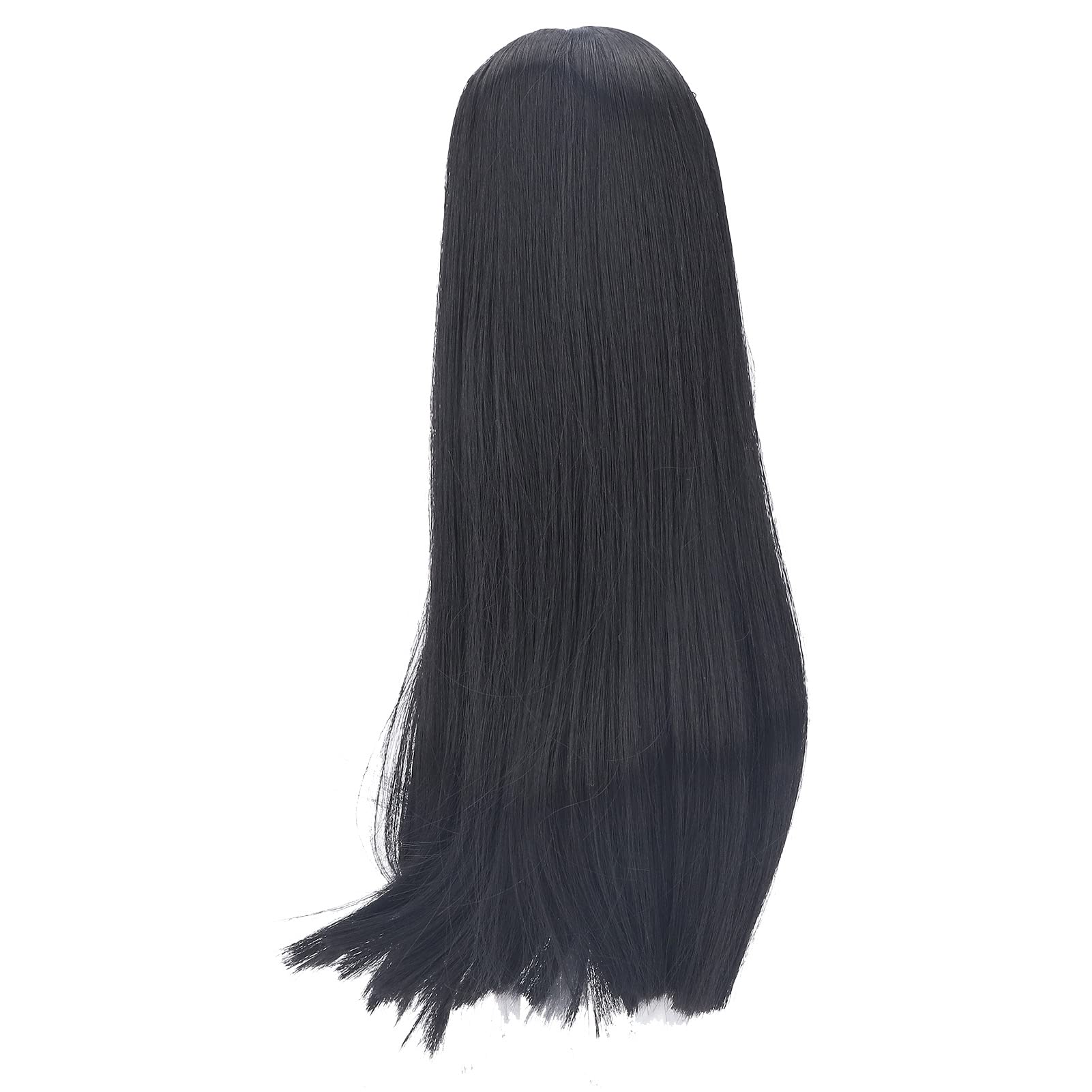 Zerodis 1/3 BJD - Parrucca per bambola SD, 21-24 cm, in seta naturale morbida ad alta temperatura, capelli lunghi e lisci mohair, con frangia per indossare parrucca per bambole BJD, colore nero fai
