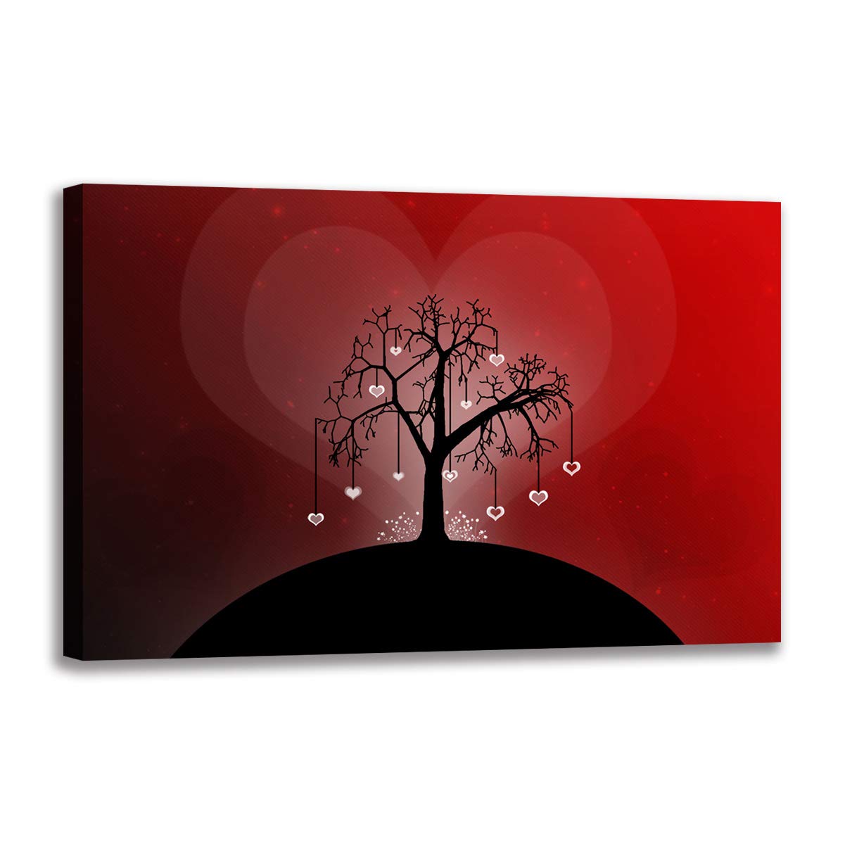 Peinture arbre amour abstrait, toile murale 50x70 cm pour habiller un mur vide