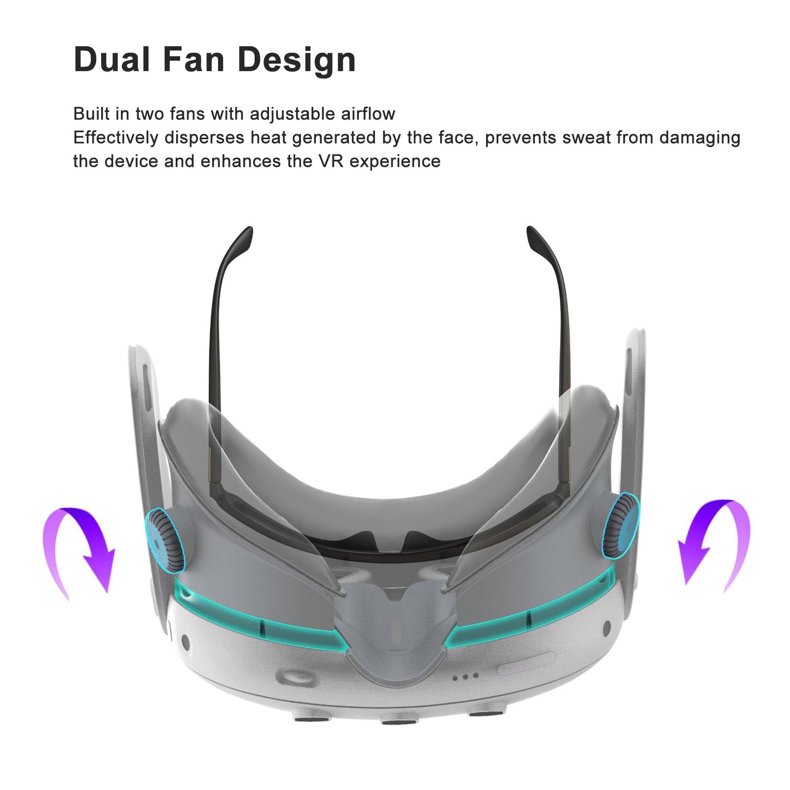 Copertura per Viso di Raffreddamento VR a Doppia Ventola con Flusso D'aria Regolabile, Supporto per il Viso Migliorato e Design Regolabile con Manopola per Oculu 3