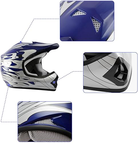 Miniatura 8 de TCT-MOTORPARTS DOT - Casco de motocross para niños y jóvenes, casco de cara completa para motocross, ATV, todoterreno, casco de cuatro ruedas, llama