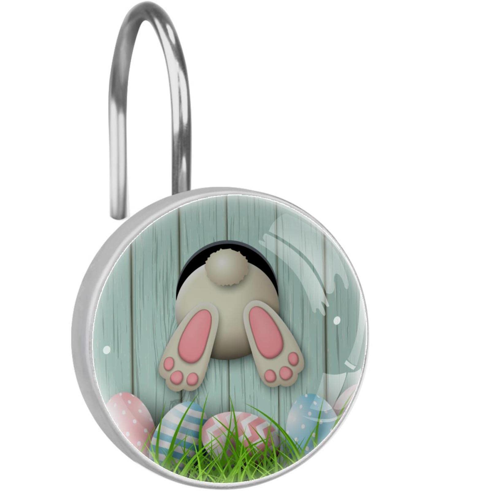 Crochets de rideau de douche anti rouille lot de 12 pièces lapin Pâques