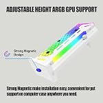 ARGB GPU Support Bracket, RGB GPU Brace Support, 5V 3Pin addressable GPU Holder, 5v 3pin ARGB GPU sag Support Video Card sag Holder, Adjustable Length and Height gpu Bracket Support (White)