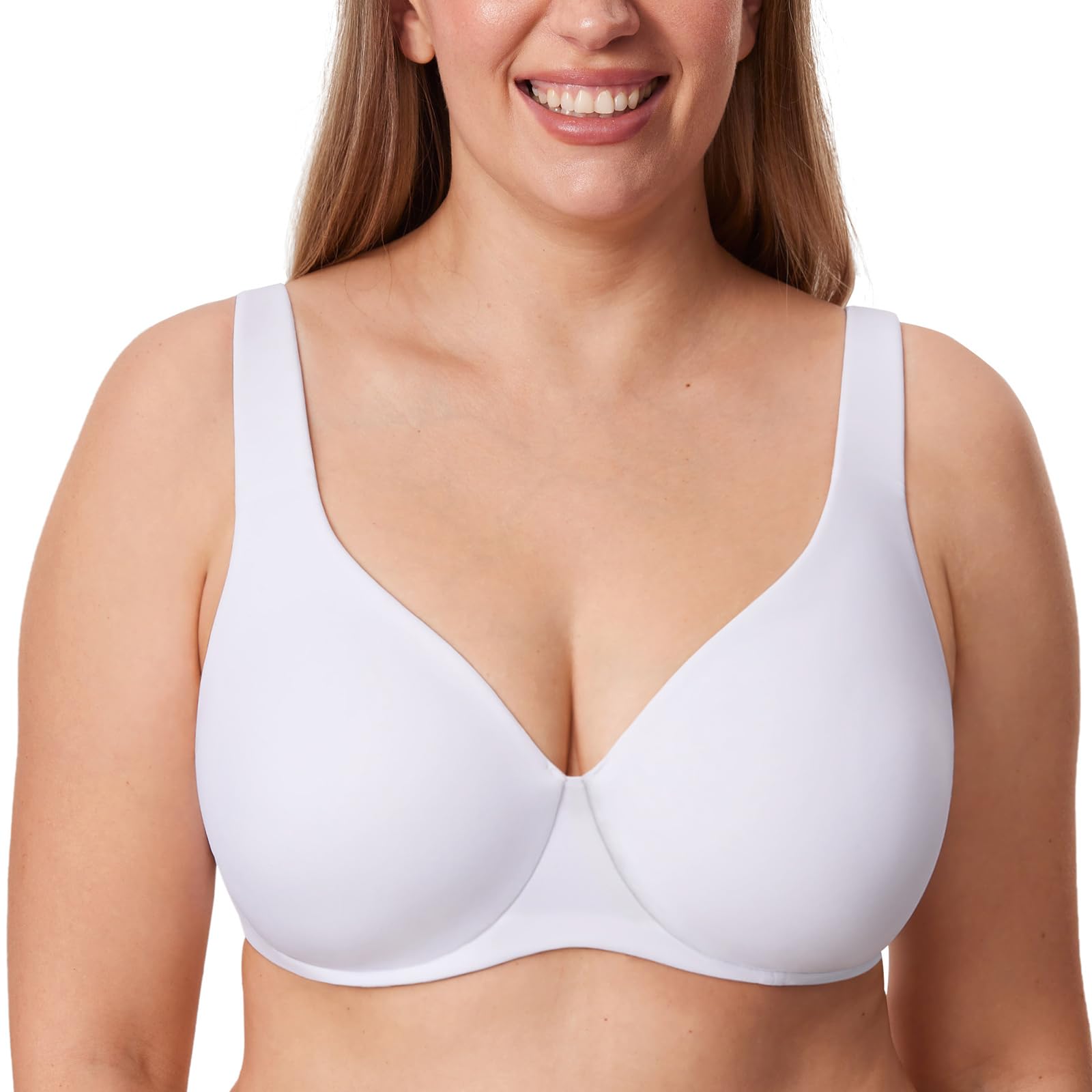 DELIMIRA Women's Minimiser Bra Plus Size Non Padded Underwired Seamless Comfort Bras White 38F