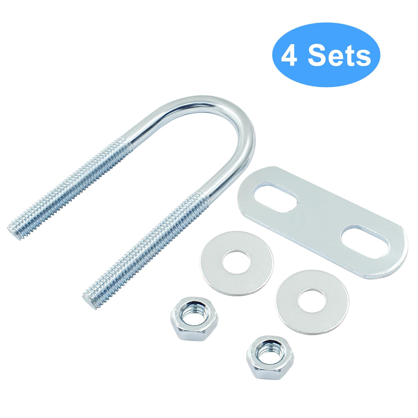 M6 U-Bolts - 4 Sets, Heavy-Duty Fasteners -4