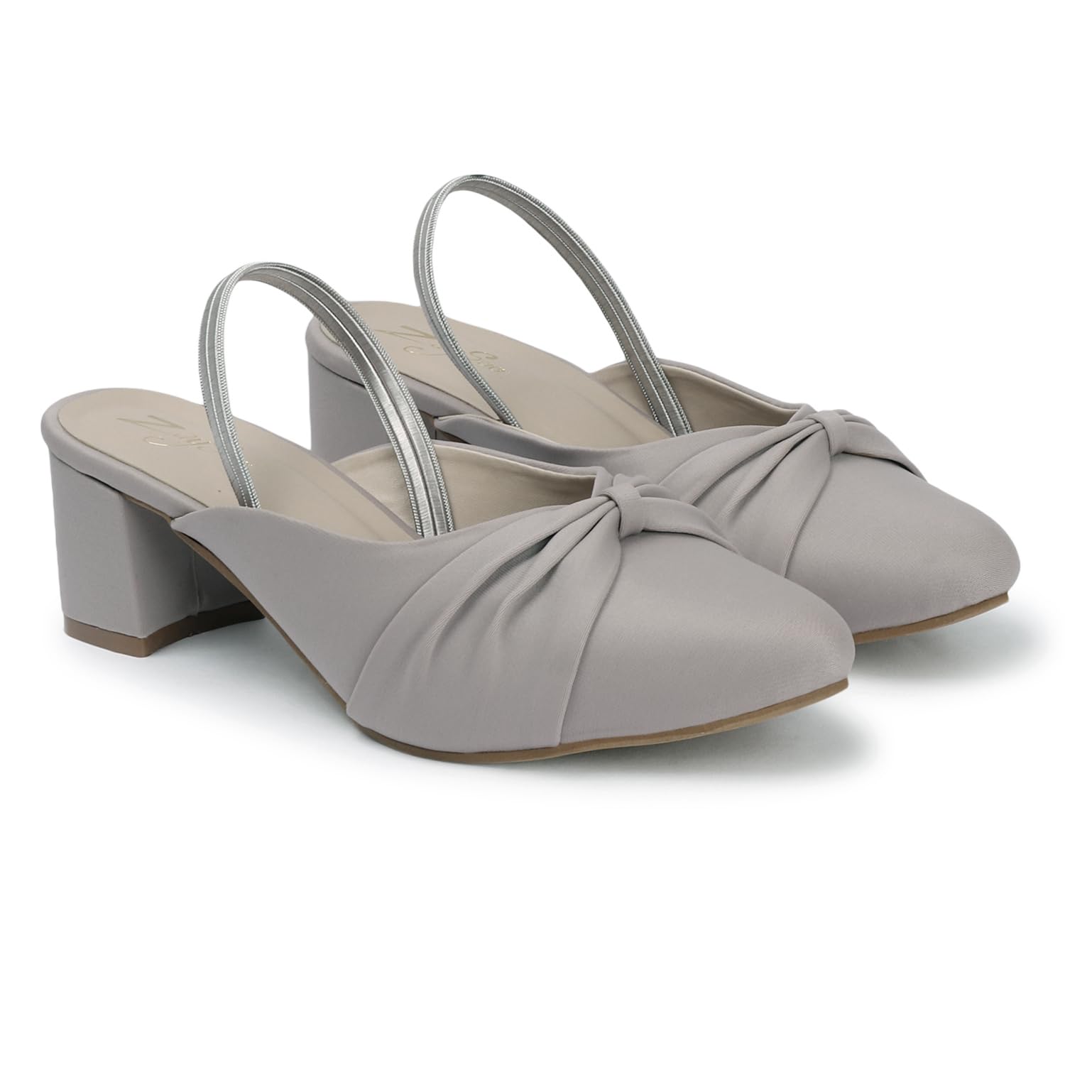 zaysoo Women's Pointed Toe Slingback Heels, Bow Detail, Pink-picture-41