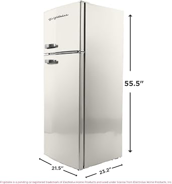 Frigidaire EFR753 Retro Apartment Size Refrigerator, Top Freezer, 2-Door, 7.5 Cu Ft, Adjustable Spill-Proof Shelves, Cream