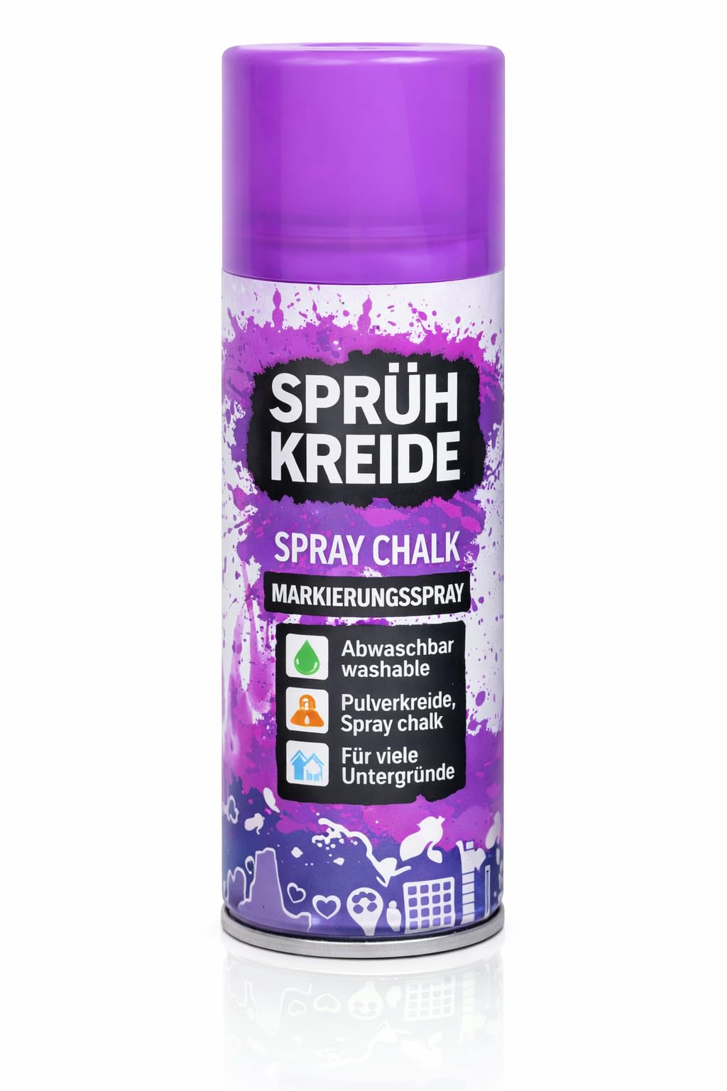 Buntes Sprühkreide Set (je 100ml) | 6, 12 oder 24 Dosen | Abwaschbares Kreidespray für Kinder & Party | Temporäres Markierungsspray für Auto, Straße & Deko (24 Stück)