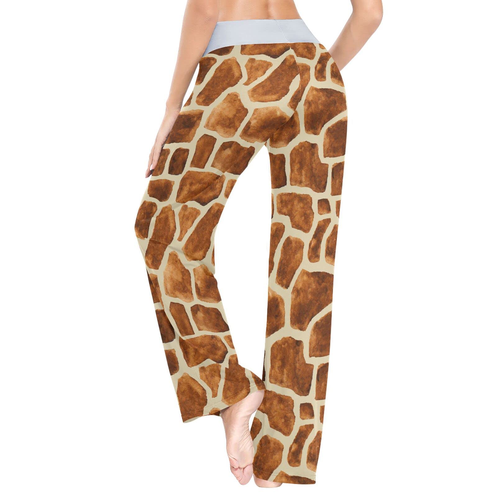 Ollabaky Women's Pajama Pants PJs Bottoms for Women Wide Leg Sleep Lounge Pants: Multi- Giraffe Print Medium