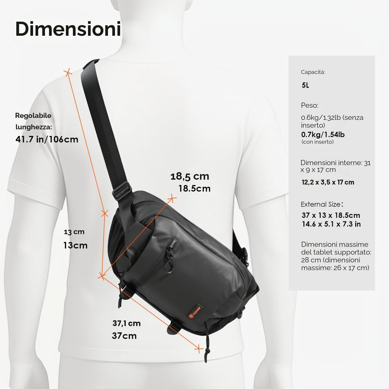 TARION Borsa a Tracolla per Fotocamera Sling: 2-in-1 Borsa Fotografica Piccola Reflex Custodia Macchina Fotocamera Zaino Fotografico Professionale Xprober für DSLR SLR Mirrorless Obiettivo
