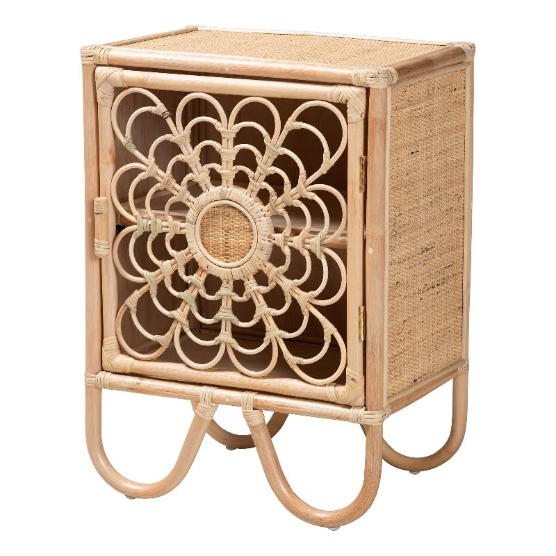 Baxton Studio Acelin Modern Bohemian Natural Brown Rattan Nightstand