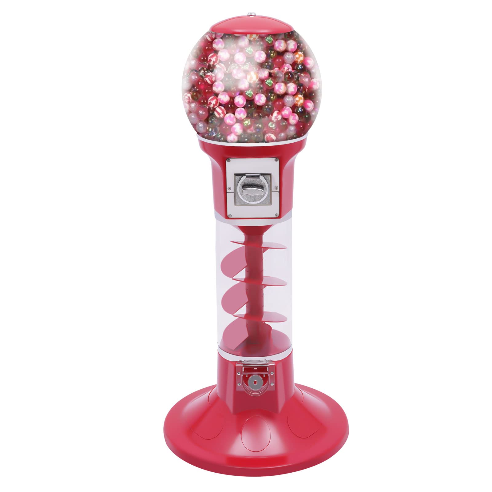 Capsule Vending Machine, Twister Ball Dispenser, Gumball Twister Ball Dispenser with Stand, Vintage Candy Dispenser, 1.78-1.97in Ball Diameter, Only $1 Coin, Perfect for Game Stores Retail Stores, Red