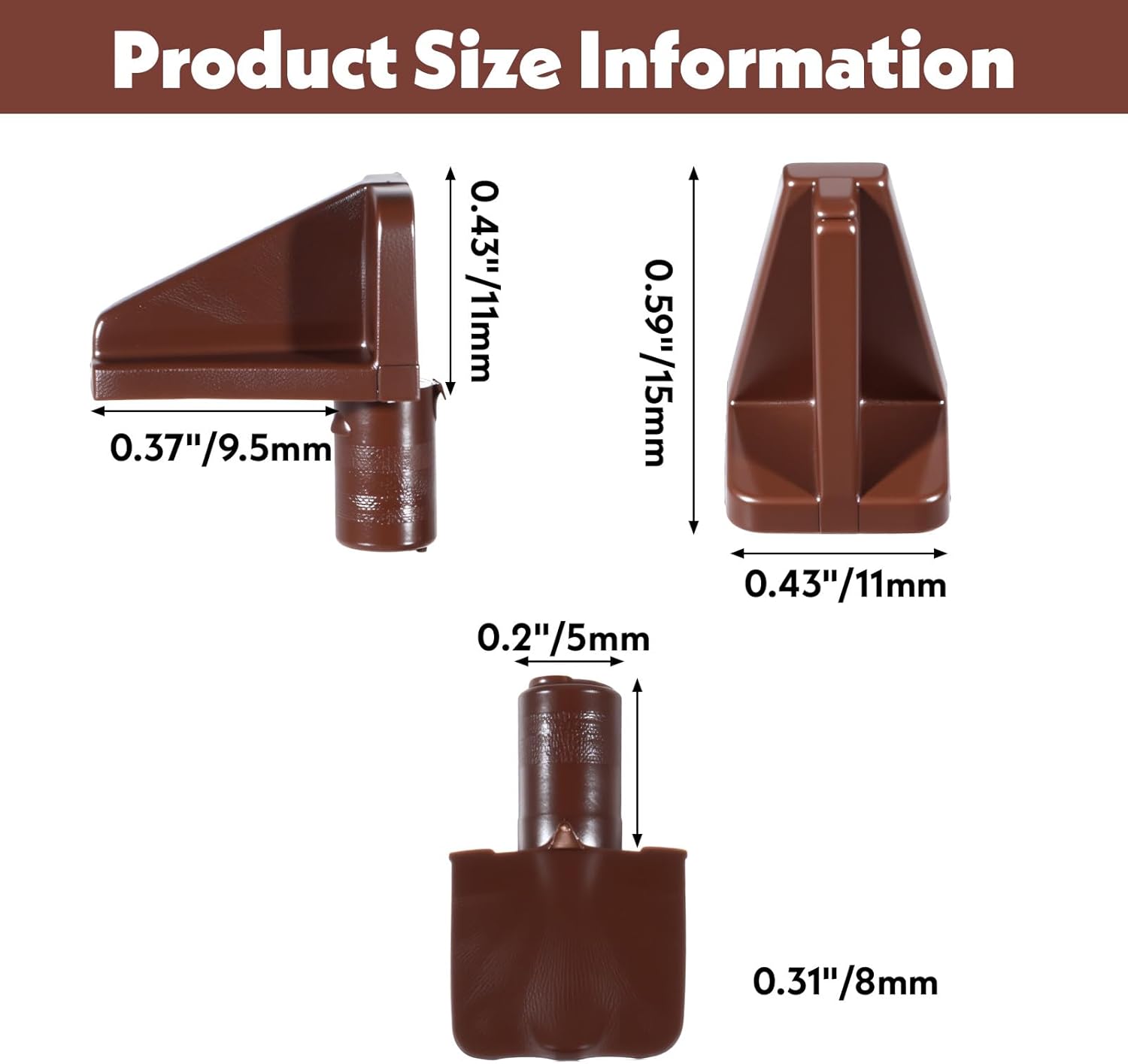 20 Pcs Plastic Shelf Pegs Brown Shelf Peg 5mm Pins Shelves Holders Pegs Shelving Clips to Hold Shelves for Bookcase Cabinets Cupboard Kitchen Furniture Bracket