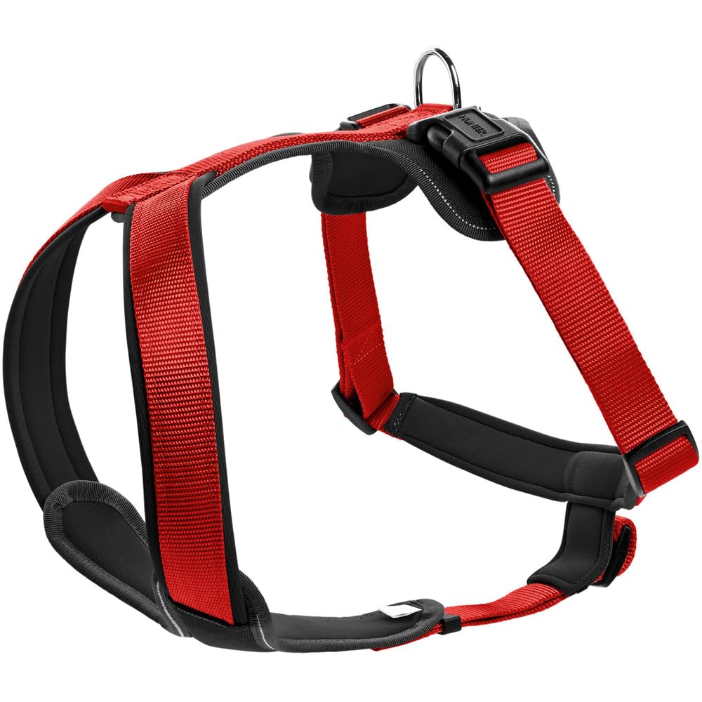 HUNTER Hundegeschirr NEOPREN, Farbe: rot/schwarz, strapazierfähiges Nylon, mit weichem Neopren gepolstert, reflektierendes 3M Scotchlite Reflective Material, pflegeleicht, komfortabel, Größe: S