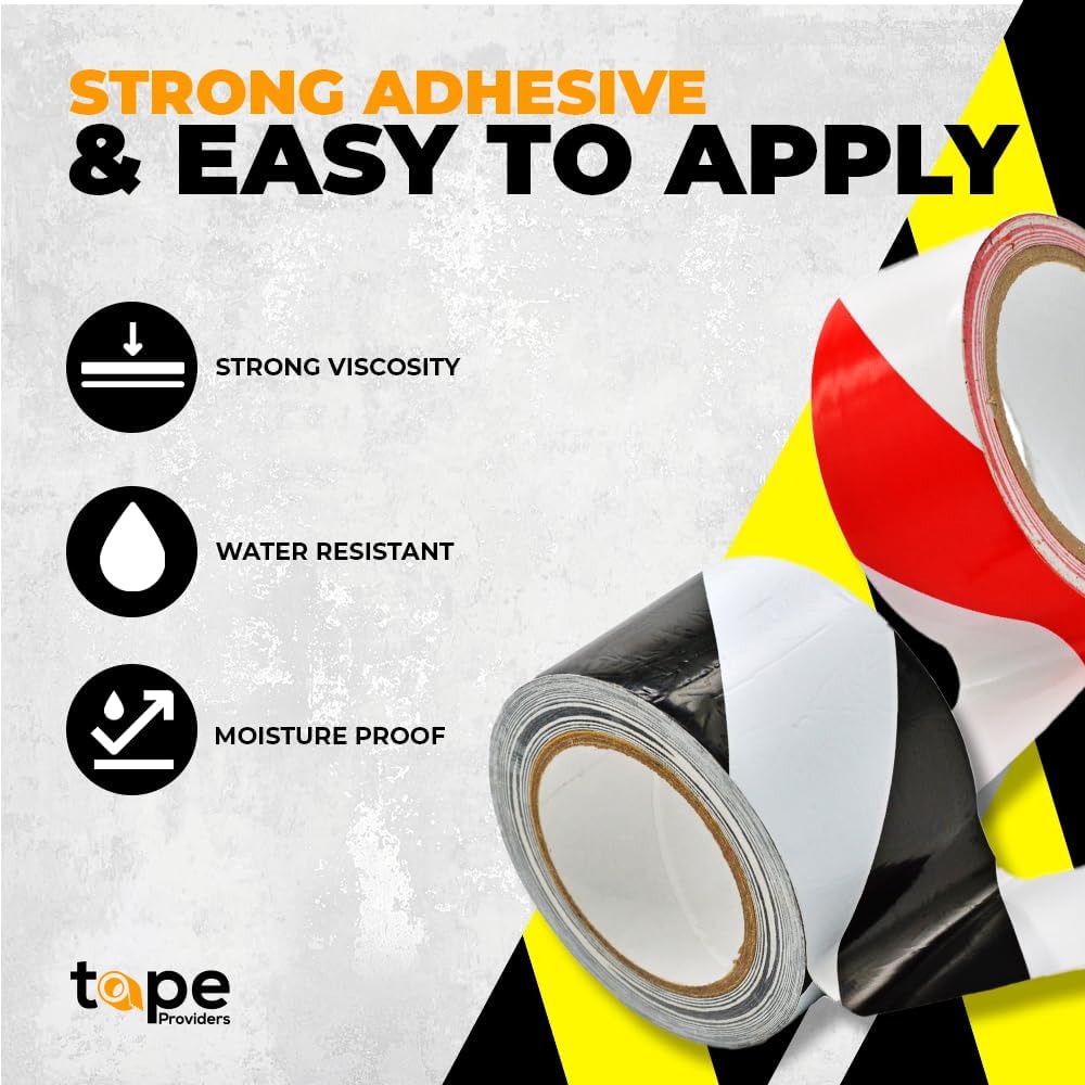 WOD SWT186 Marking Safety Warning Tape, Black & White - 4 inch x 18 yds. High-Visibility For Walls, Floors, Equipment, Warehouse, & Factories