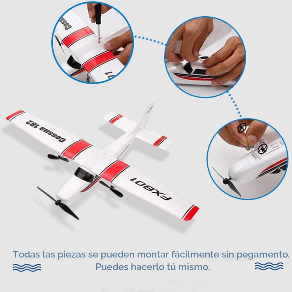 Goolsky FX801 Avión RC Cessna 182 2.4GHz 2CH RC Avión Aeronave Vuelo al Aire Libre Juguetes para Niños