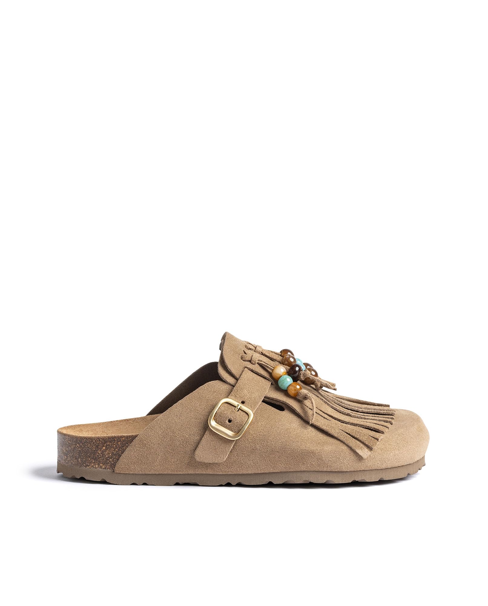 Yokono Zoccolo Piatto Zoccolo-261 Beige | Primavera-Estate | Pelle Vaccino Segatura | 2 CM