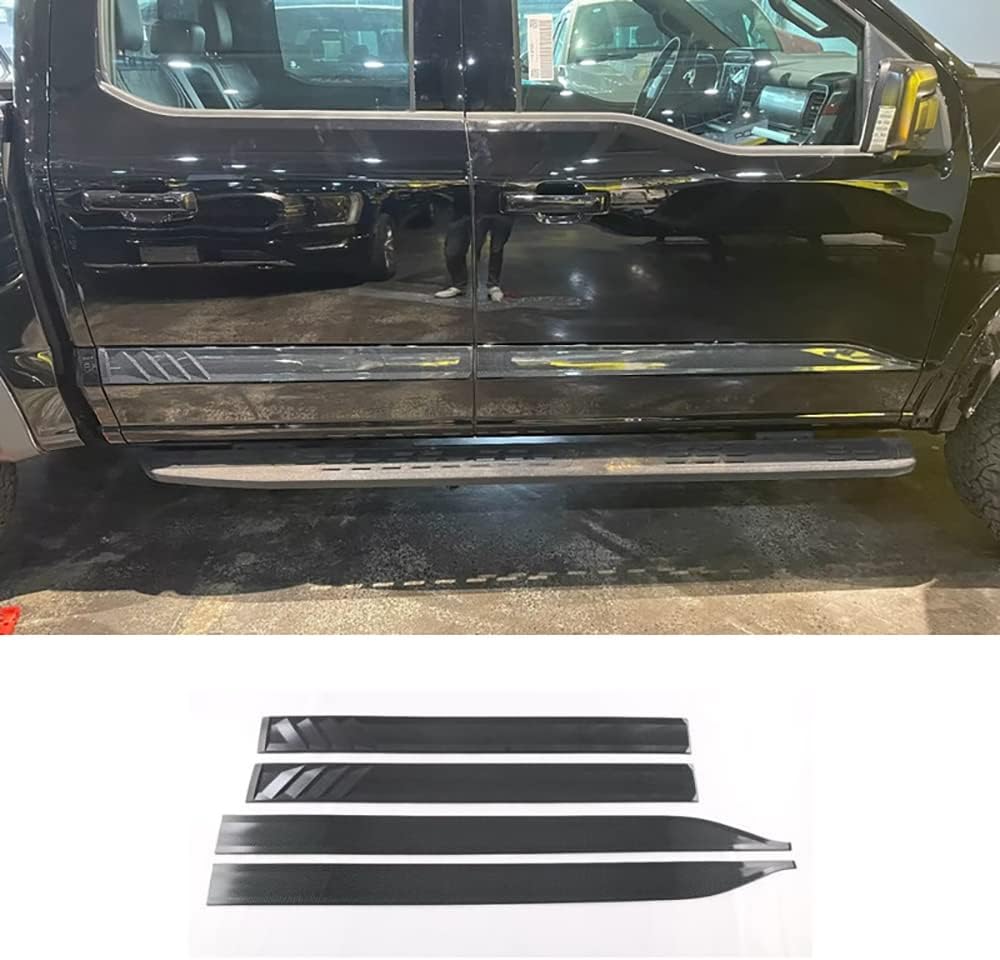 ERIDANUS Auto Accessories Fit for Ford F150 2023 2022 2021 Side Door Body Guard Molding Stripes Cover Trim (Carbon Fiber Style) ABS 4 PCS