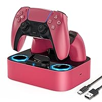 Vista 8 de NEWDERY for PS5 Controller Charger Station Compatible with Dualsense Edge, Fast Charging Dock Stand with Cable, Dual Charging Station for Negro