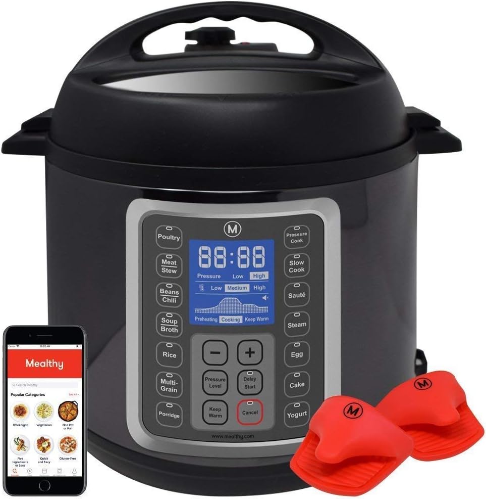 Mealthy MultiPot 9-in-1 Programmable Pressure Cooker 6 Quarts with Stainless Steel Pot, Steamer Basket, Instant Access to Recipe app. Pressure Cook, Slow Cook, sauté, Rice Cooker, Yogurt, steam