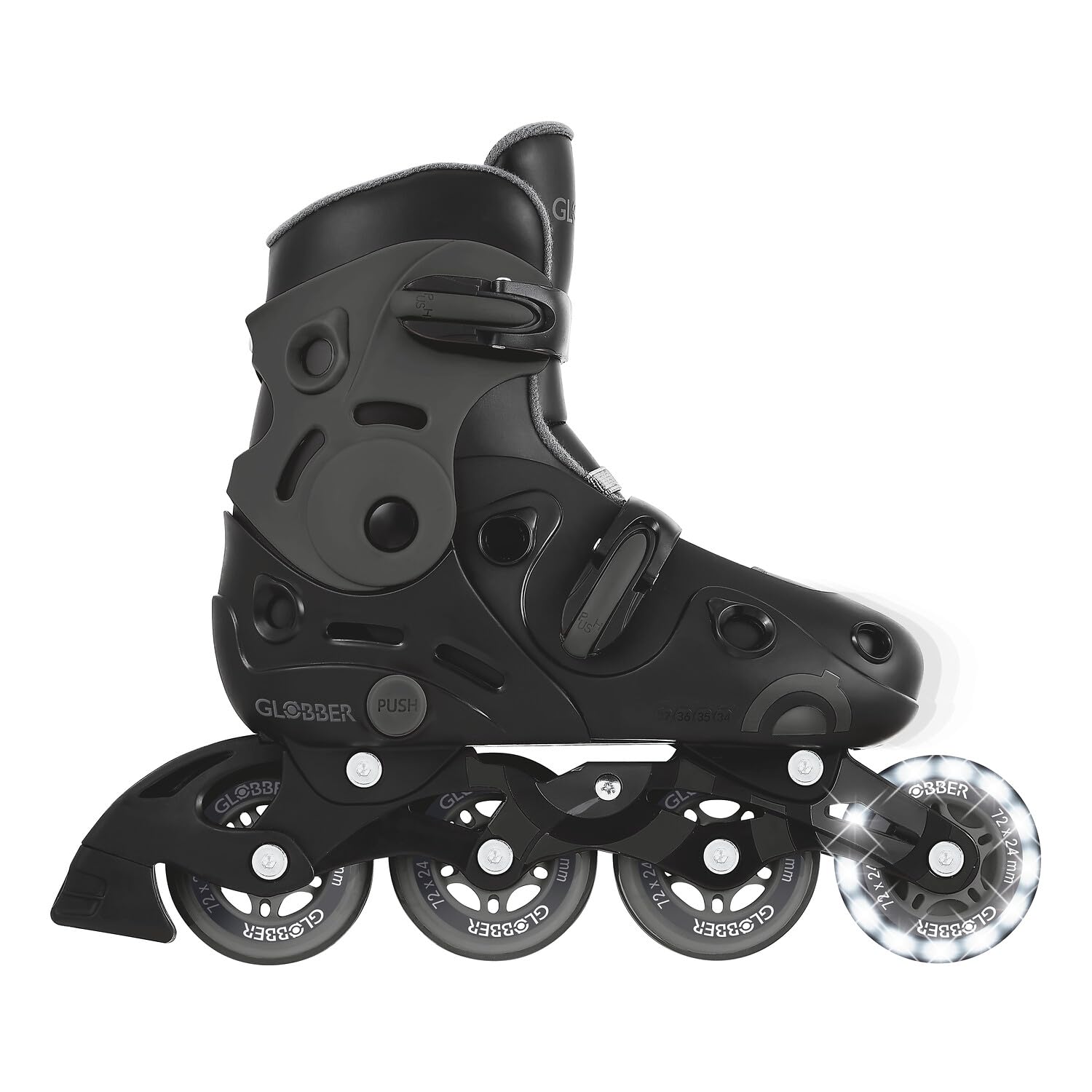 GLOBBER GO Skates – Inlineskates Kinder, verstellbar Gr. 34-37, ABEC 9, Leuchtrolle, Geschwindigkeitsanpassung