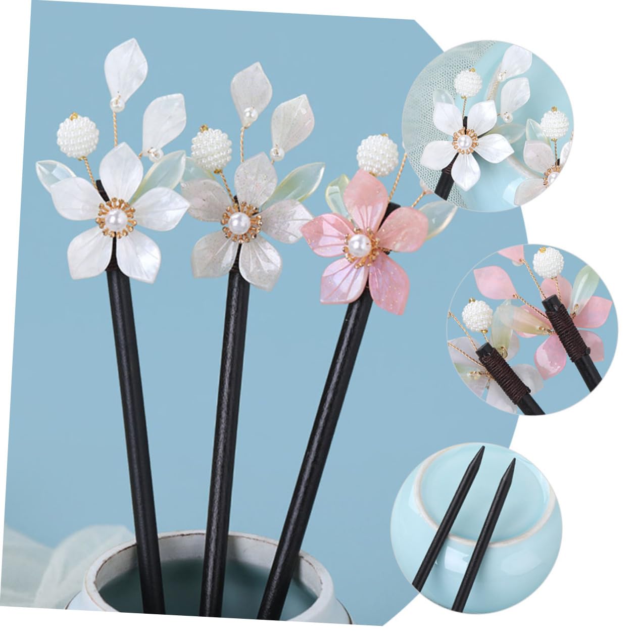 FOMIYES 9piezas Horquillas Chinas De Madera Para Moños Accesorios Decorativos Para Peinados De Palillos Cabello