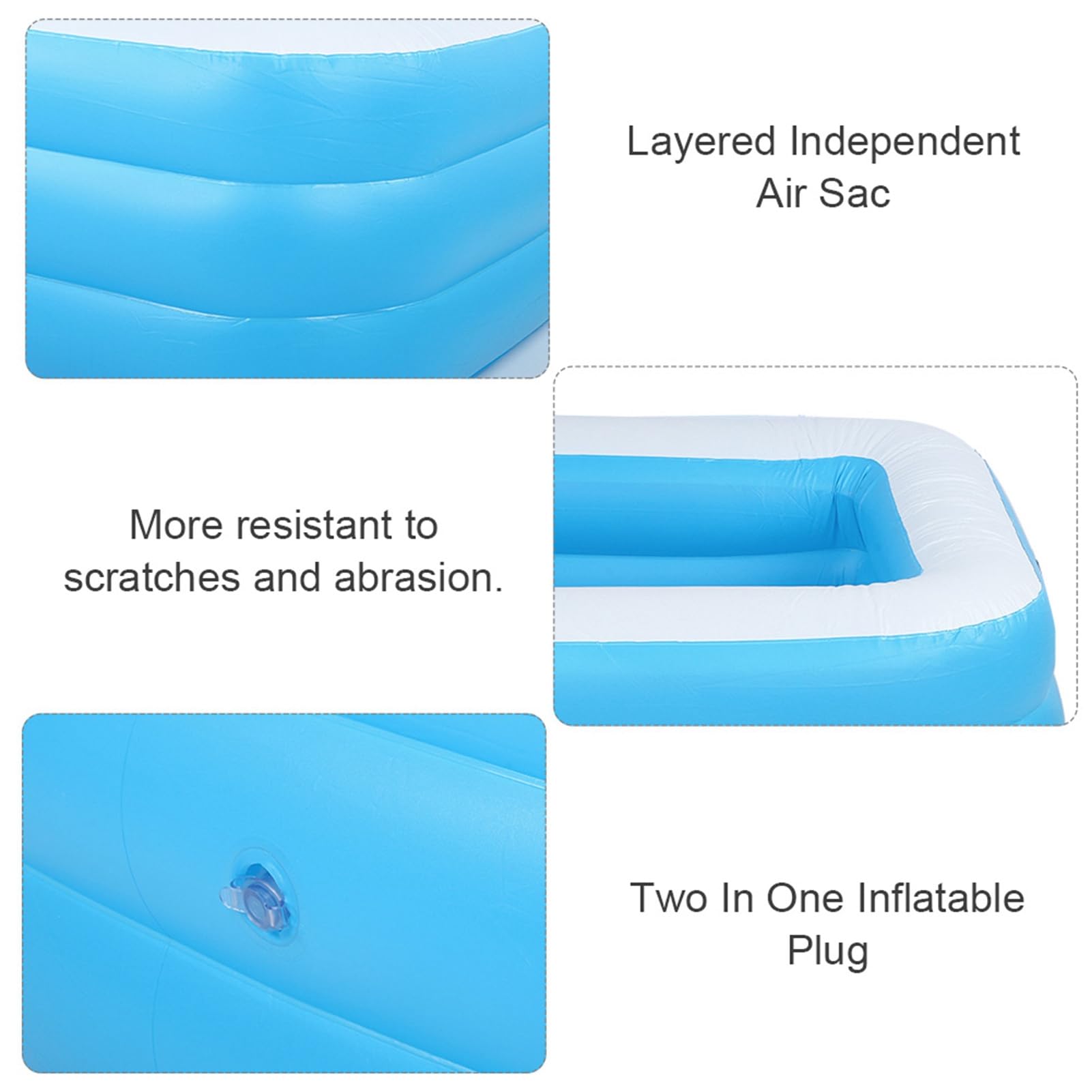 Piscina Inflable para Niños Piscina Infantil Cuadrada de Gran Tamaño para Divertirse Bañarse en Casa Ideal para Niños Material de PVC 130x92x50 Cm (#1)