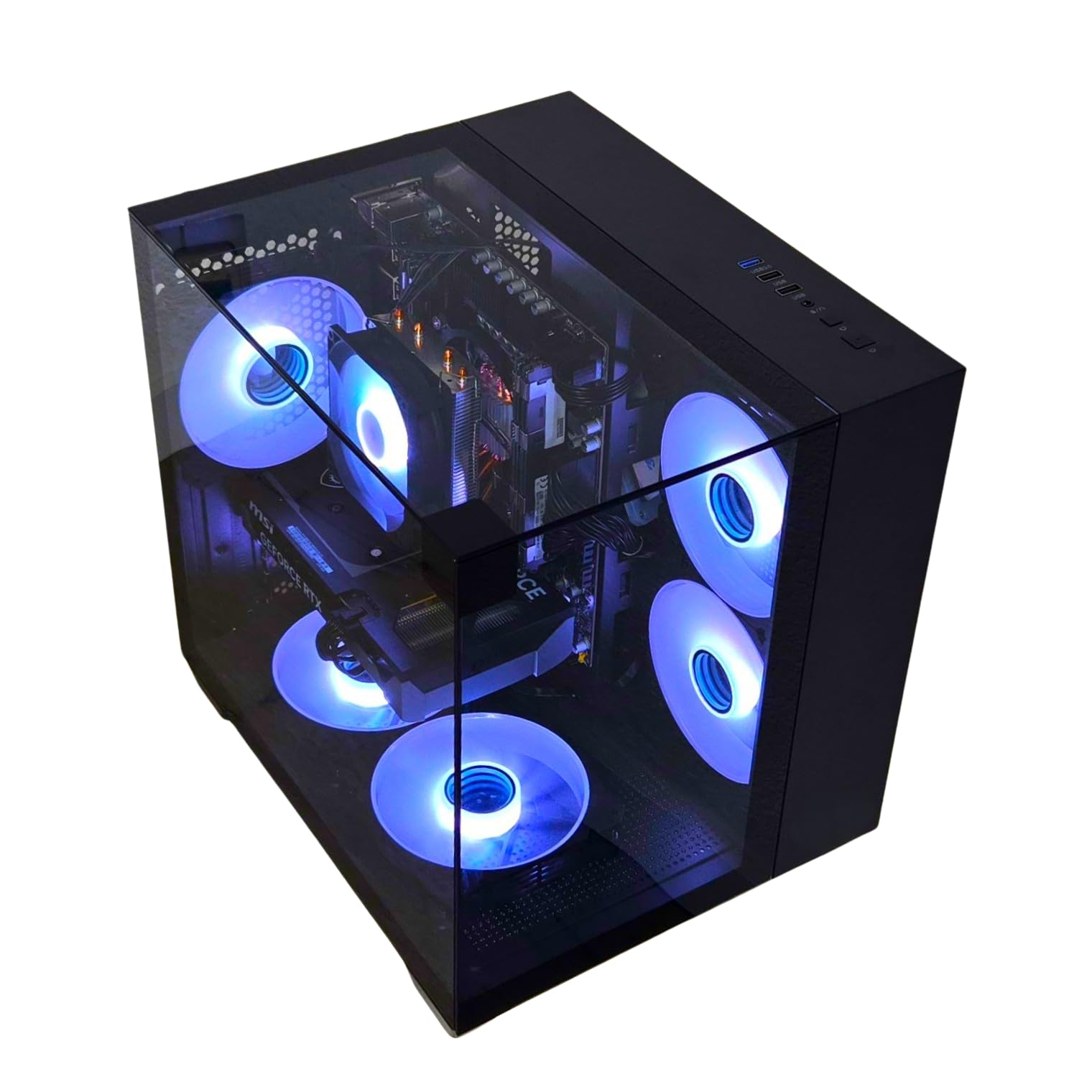 Gaming PC Phantom Black | NVIDIA RTX 5050 | 12 Core | RGB Lüfter mit Fernbedienung | Luftkühlung | WLAN | Windows 11 (32GB RAM 500GB SSD)