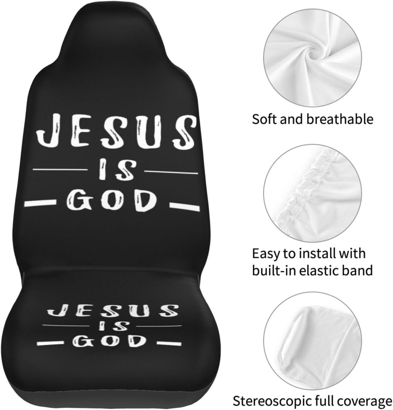 Jesus is God Car Seat Covers Front Seats-Universal Automotive Seat Covers Full Set of 2 Pcs,Fits Most Cars SUV and Truck