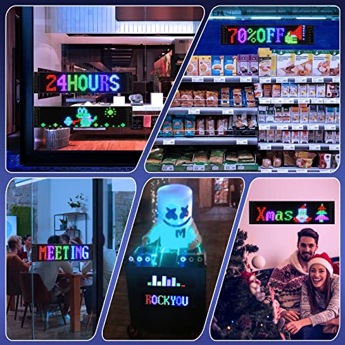 Vdikks Led Car Sign, Programmable Led Matrix Panel Fpcb Flexible Screen Display Animation Message Scrolling Sign App Control For Cars, Shop, Bar, Party Festival 14.6"X3.6" #TOP1