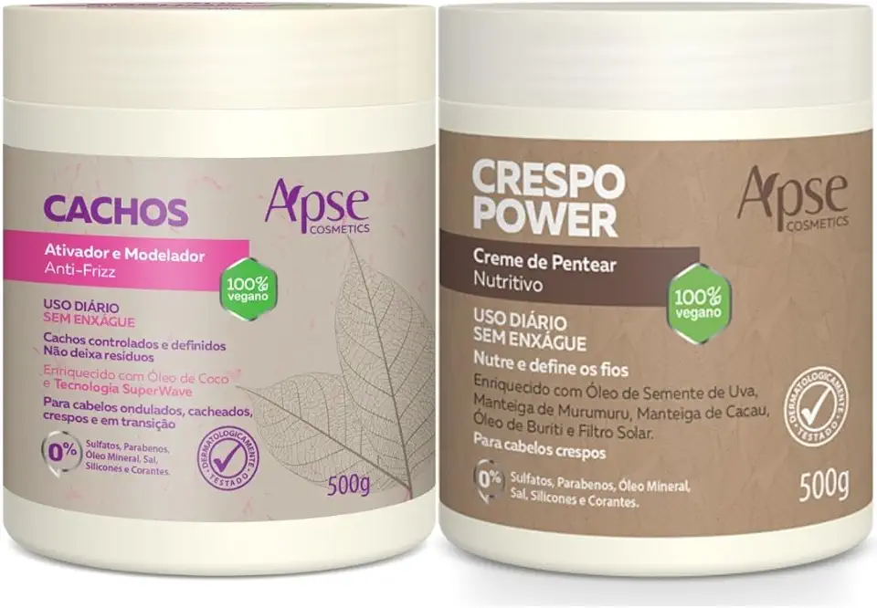 Ativador Modelador de Cachos 500g e Creme de Pentear Crespo Power 500g Apse Cosmétics