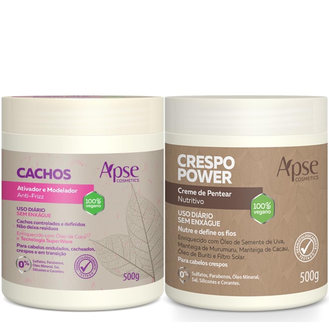 Apse Cosmétics Ativador Modelador de Cachos 500g e Creme de Pentear Crespo Power 500g
