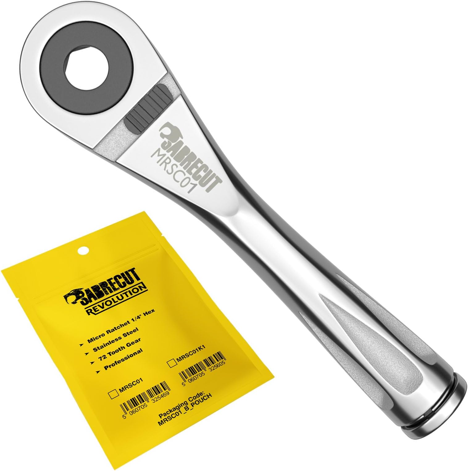 1 x MRSC01 Mini Micro Ratchet 1/4" Hex Stainless Steel Professional 72 Tooth Gear Hand Ratchet Wrench