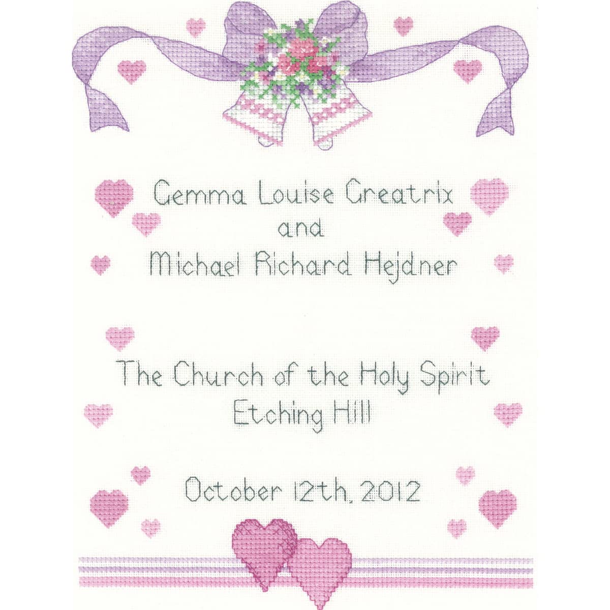 Heritage Cross Stitch Kit Aida Wedding Sampler (A), Counted Pattern, SCWS1112-A, 18.5x24.5cm