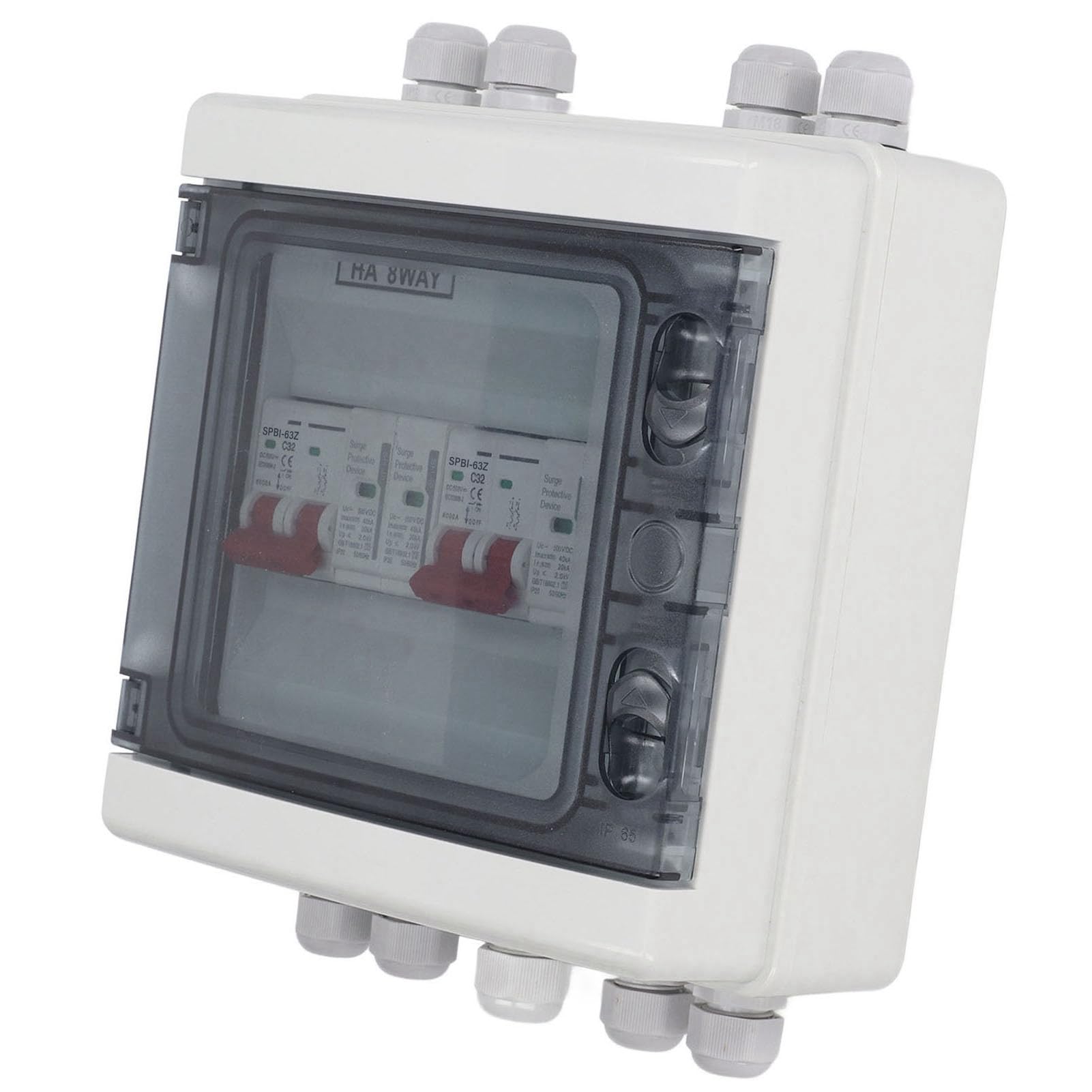 AUNMAS Sezionatore Solare DC500V Scatola Combinata Fotovoltaica 32A 2 in 2 Out IP65 Resistente All'acqua con Interruttore Automatico di Protezione da Sovratensione per di Griglia