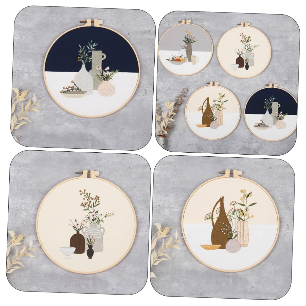 KONTONTY 4 Sets de Kits de Bordado DIY Hilo de Poliéster para Manualidades en Casa