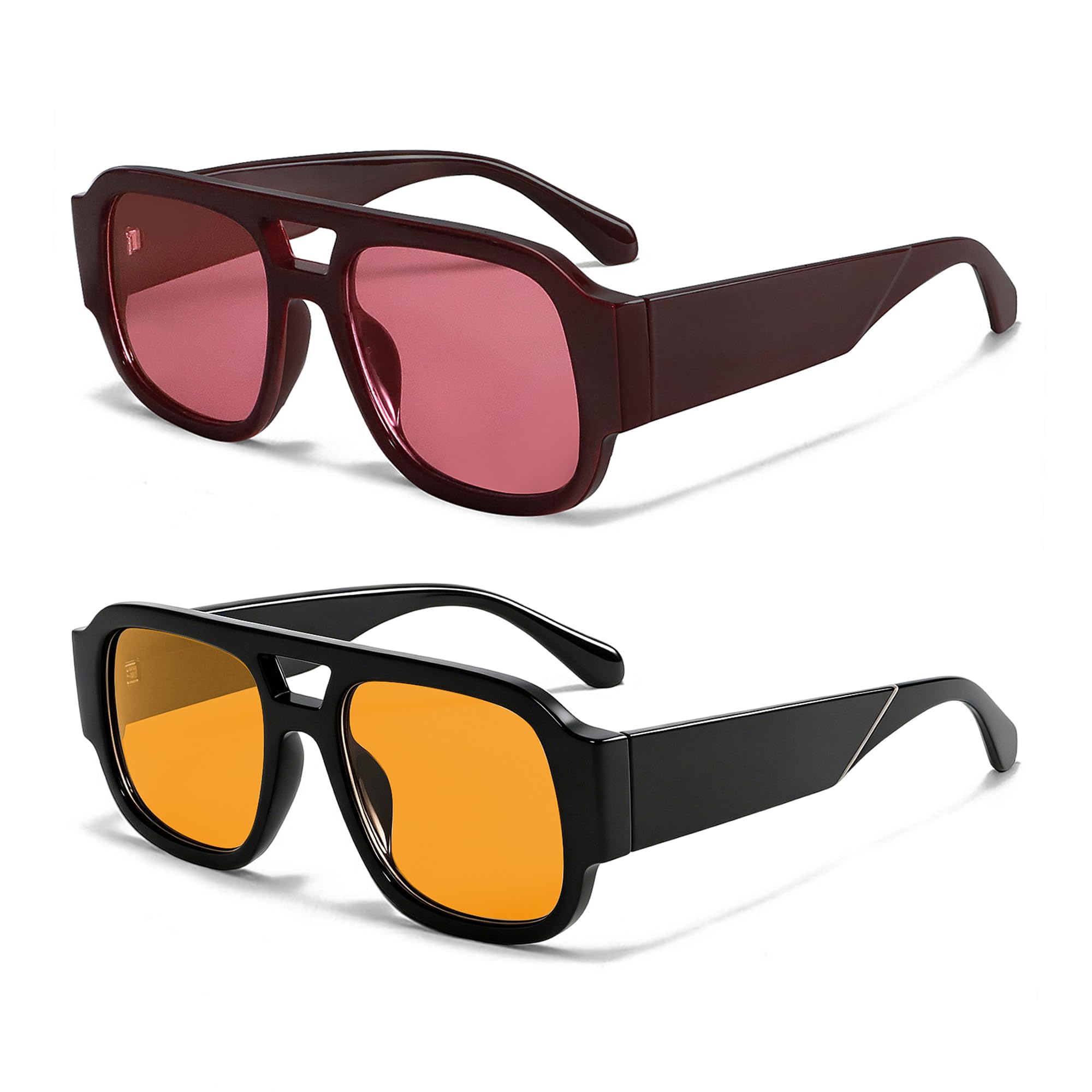 Photo 1 of [1PC] TYA Retro Oversized Aviator Sunglasses for Women Men 2026 Square Double Bridge Trendy Sun Glasses UV400