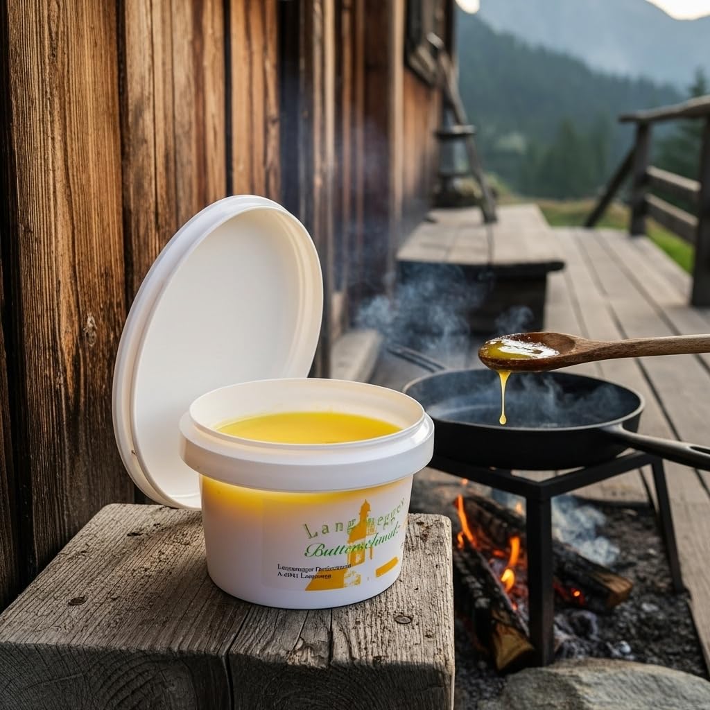 Bregenzerwälder Ghee – Butterschmalz aus 5-fach Gold-prämierter Heumilch-Butter – Ayurvedisch geklärt & laktosefrei – Hoch erhitzbar bis 250°C – 100% Natur aus Österreich (480 g)