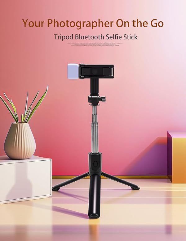 Portable Phone Stand,40 inch Selfie Stick with Remote and Singe Light Compatible for iPhone Android by RRNNWW - Used condition - Image 6