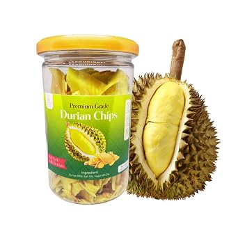 Durian Chips Snack, Premium Grade, Asian Mornthong Fruit Snack, 150g 5.3 oz, Big Value Pack