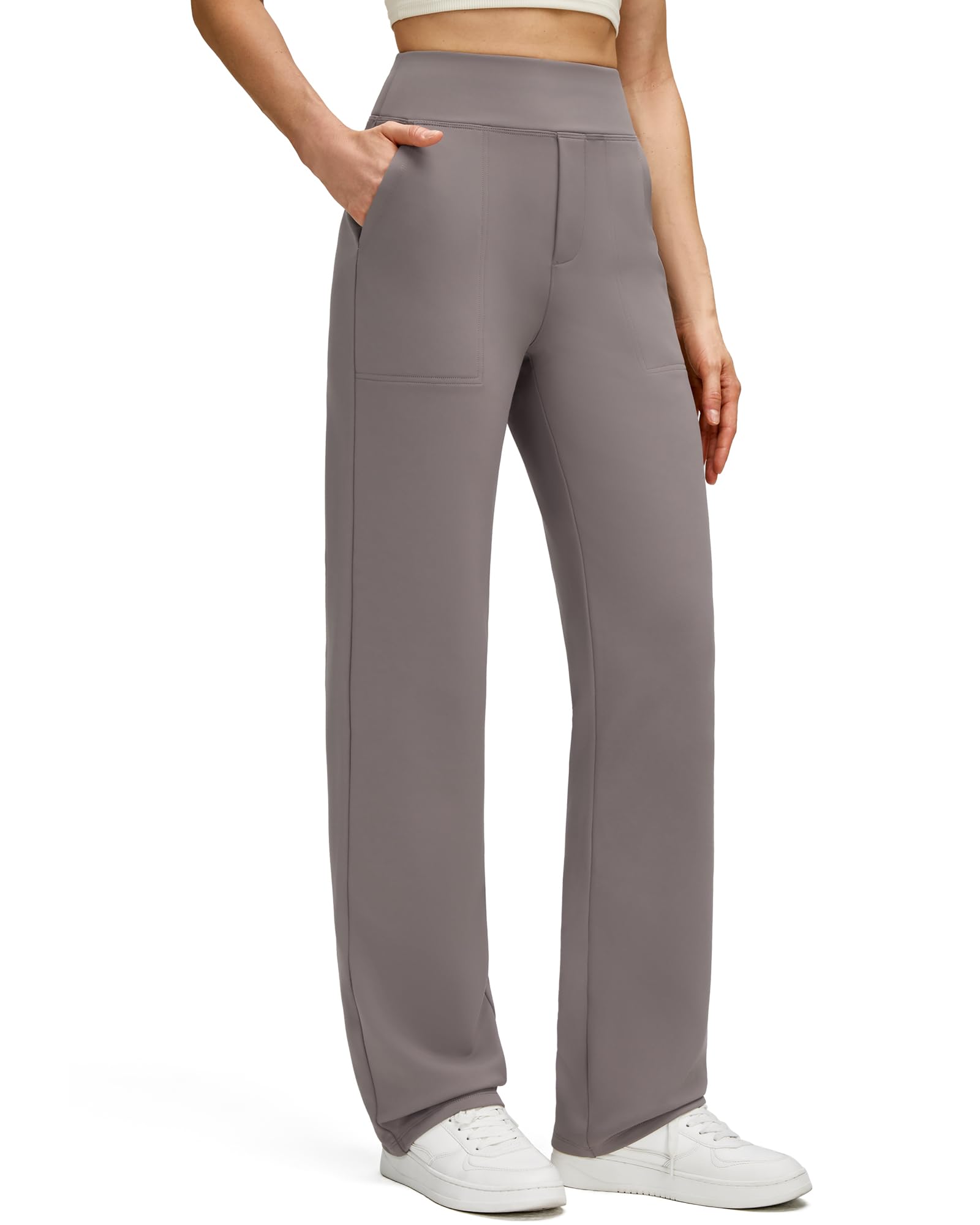 g4free Women's Fleece Lined Straight Leg Pants Winter Thermal Work Trousers with Pockets-picture-52
