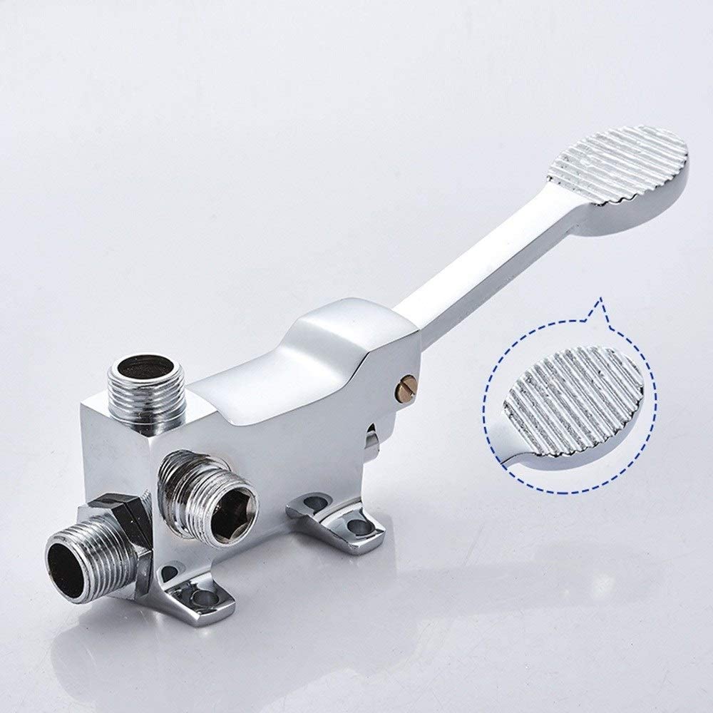 Grifo clásico con pedal para lavabo de laboratorio con cuello de cisne, cromado pulido, totalmente de metal de cobre, grifos de agua para lavabo de cocina, palanca única, orificio único, latón macizo,