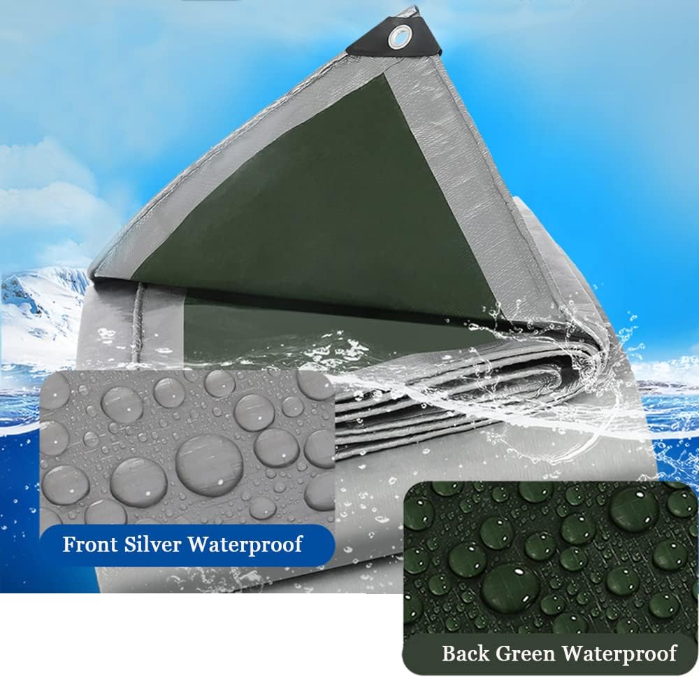 10x13 Tarp Waterproof Heavy Duty Emergency Rain Snow Outdoor Cover Reinforced Edges Large tarp for Camping Patio Pool,Boat, Roof, UV Resistant Use Green