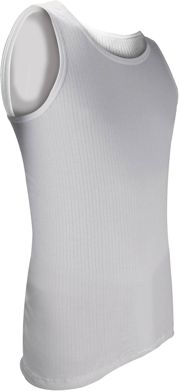 HEAT HOLDERS - Mens Cotton Winter Fleece Thermal Underwear Sleeveless Top Vest (Large, White)